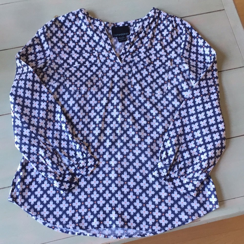Cynthia Rowley Navy Geometric print Tunic size L